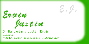 ervin justin business card